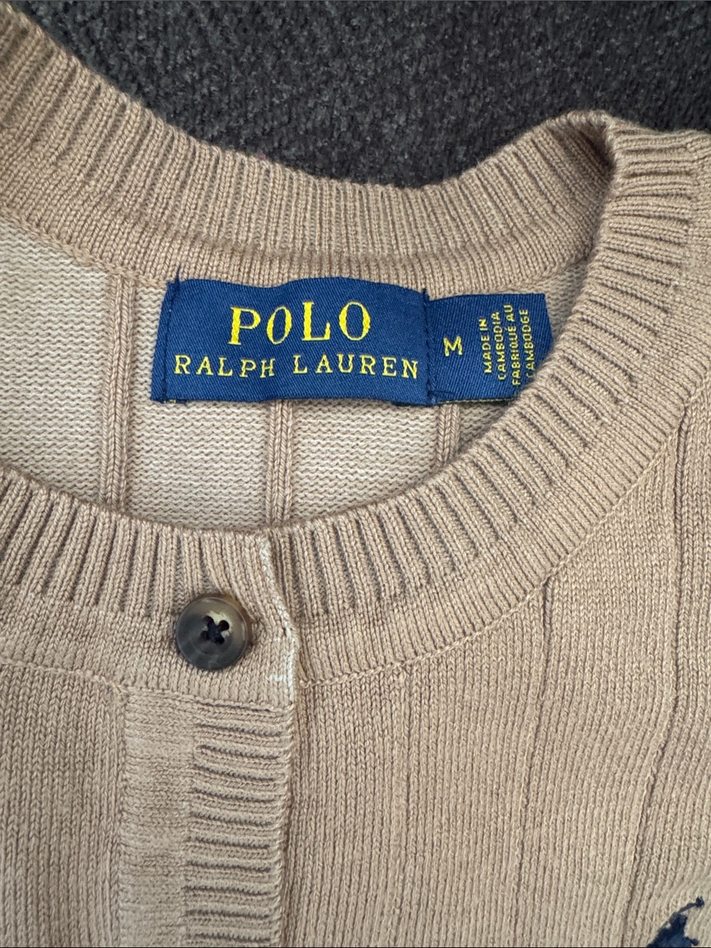 Ralph Lauren Camel Ribbed Button-Front Cardigan - Picture 4 of 4